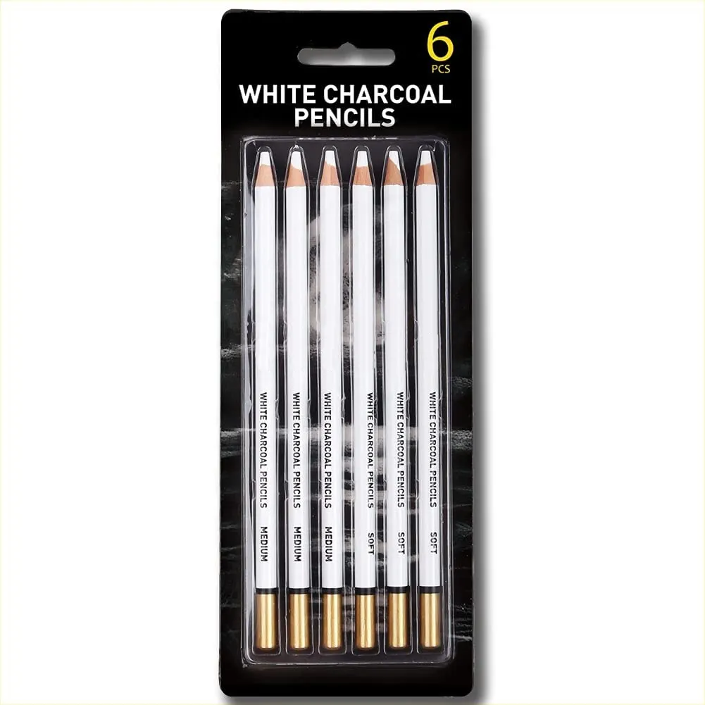 Lápis de carvão branco esboço, lápis de carvão para pintura especial branca