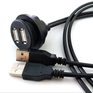 USB AF TO AM แผงพอร์ตคู่ยูเอสบีกั้นเป็นช่องต่อ USB ทรงกลม IP67สายถั่วฝาครอบ PVC - Product Image 6
