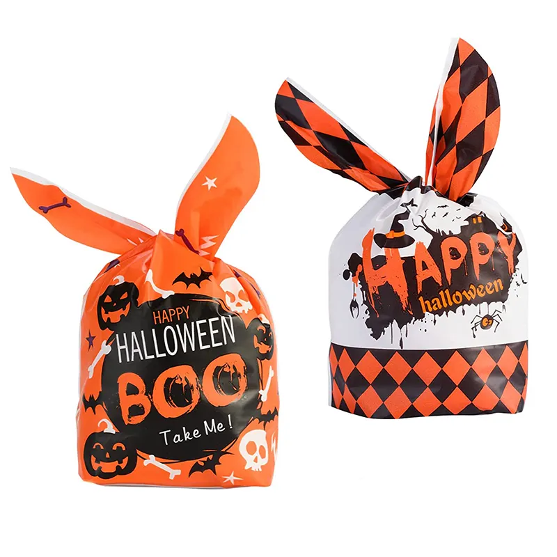 Konijnenoren Ontwerp Truc Of Behandelen Halloween Plastic Goodie Bags Voor Candy Snack Gift Party Favor Supplies