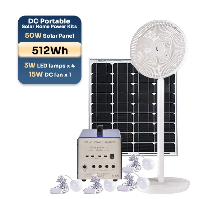Mini DC führte nach Hause günstigen Preis Solar beleuchtungs system mit Solar DC Lüfter 15W und 50W Solar Panel DC Beleuchtung für zu Hause oder Camping
