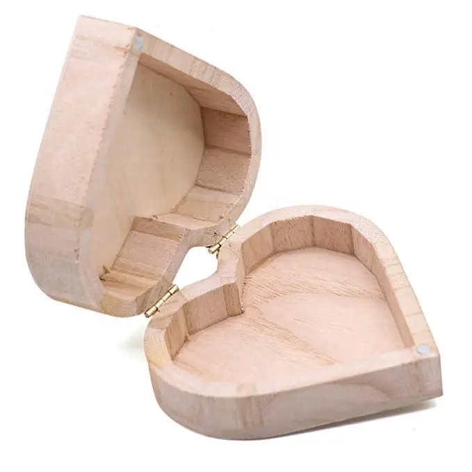 hölzerne herzförmige geschenkbox verpackungsbox dekoration handwerk holzkisten mit scharnierdeckel