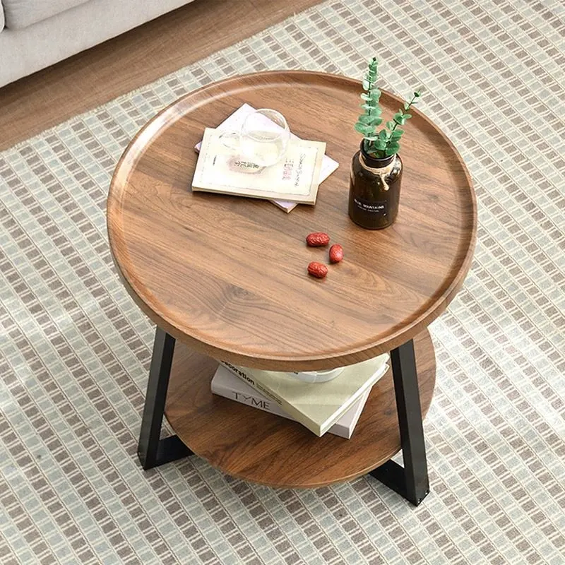 Mesa auxiliar de madera sólida de estilo nórdico, mesita de centro redonda pequeña y sencilla, muebles modernos para sala de estar