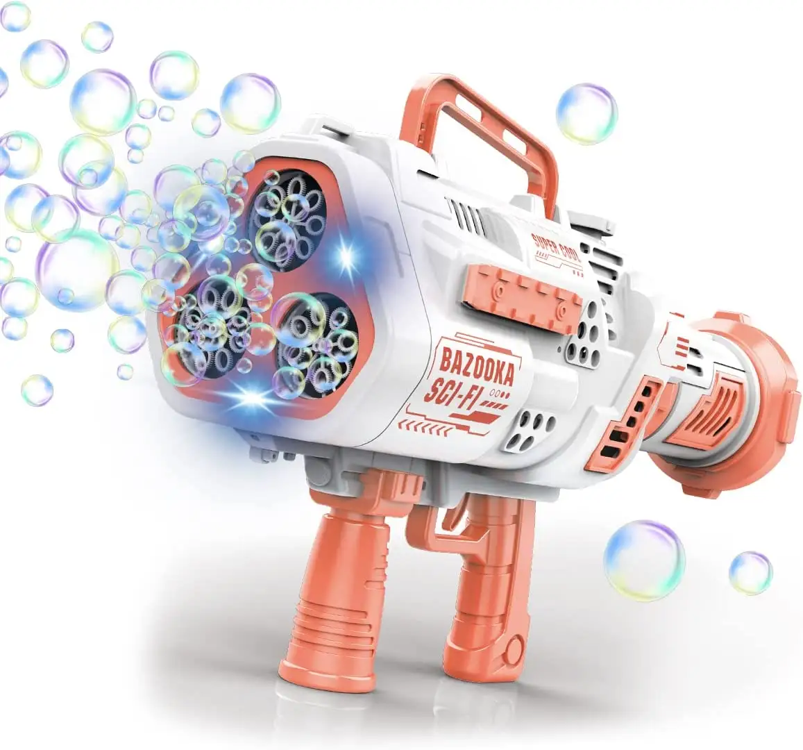 China Factory Outdoor Automatic Bubble Blower 24 Hole Light Up Electric Bubble Bazooka Launcher For Kids