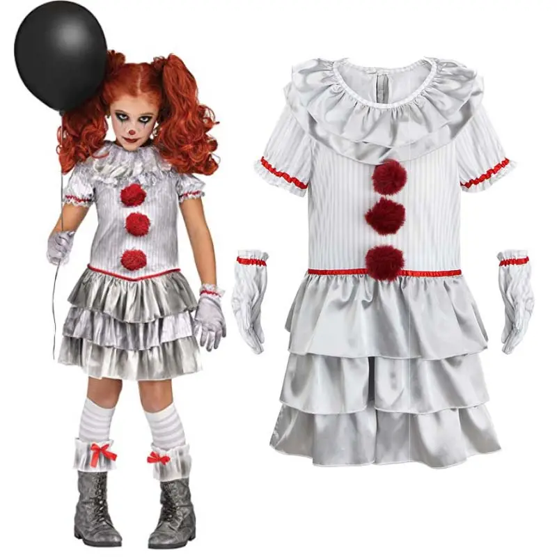 Disfraz de payaso aterrador de PennyClown para niño de 4 a 14 años para Halloween, disfraz de payaso aterrador para niños de 2 a 14 años