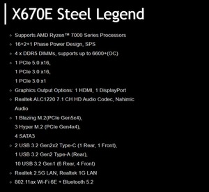 NEW AsRock X670E Steel Legend Gaming Motherboard X670E Steel Legend DDR5