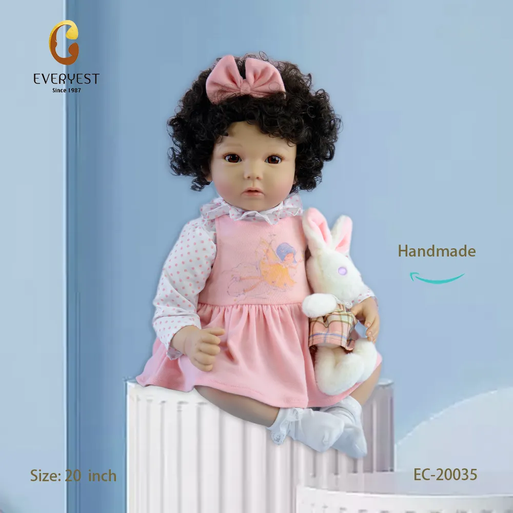 Nouvelle venue 20 pouces afro-américaine reborn bébé poupées en silicone souple réaliste reborn fille à vendre