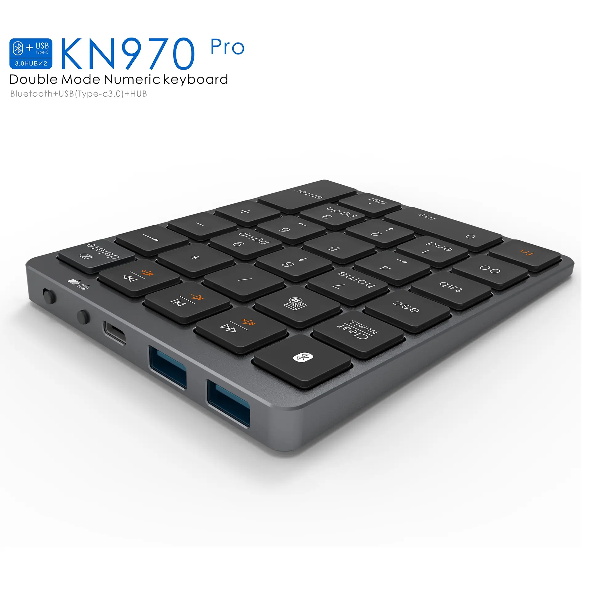 Multifunction Multi-media Hub 28 Keys Number Numpad Keyboard Wireless Numeric Calculator Keypad with Docking Function for Laptop