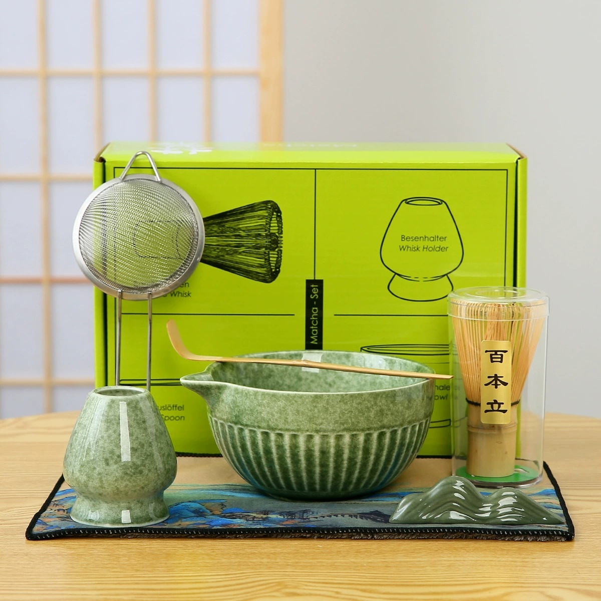 7-piece set of matcha green