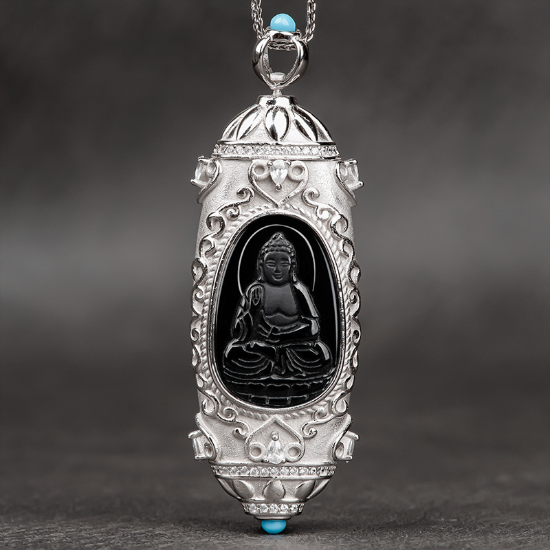 Amitabha S925 silver inlay (with silver chain)