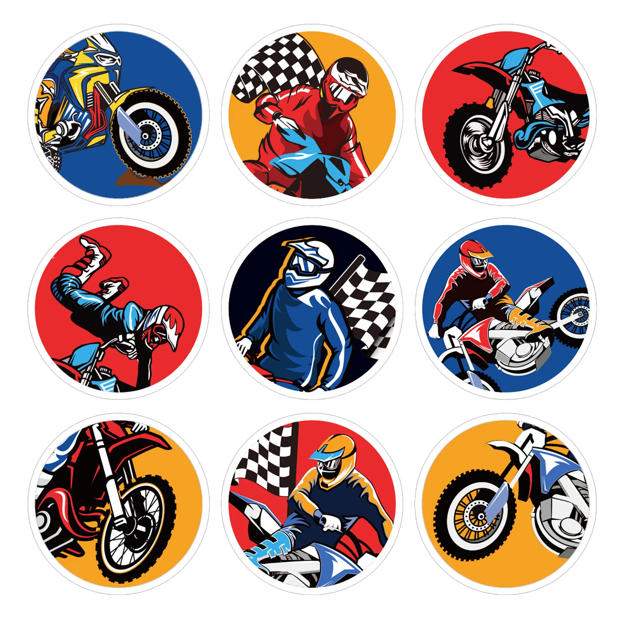 Xindeli KK193 180 pcs Motocross moto Party adesivi rotondi adesivi personalizzati sacchetto di carta adesivi etichetta busta