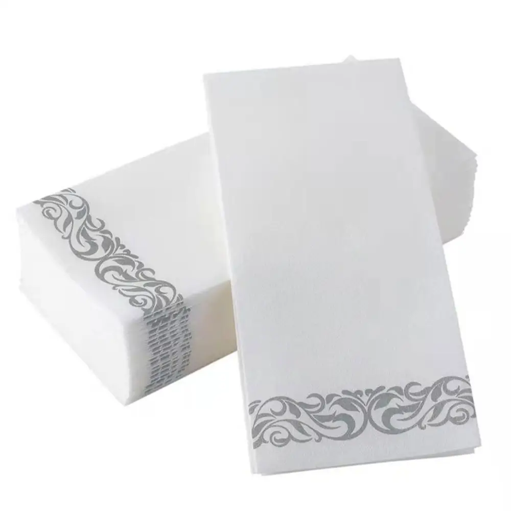 Serviettes d'invité jetables Essuie-mains en papier doux pour fête, mariage, dîner Linge comme des serviettes pliées en papier Airlaid Serviette