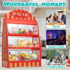 Retro Mini Kẹo Cửa Hàng Với Kẹp Gắp, Mini Máy Bán Hàng Tự Động, Ít Thanh Kẹo, Snack Lưu Trữ Hỗn Hợp Container, 9 Mảnh Gummy Ngọt Ngào Đứng - Product Image 3