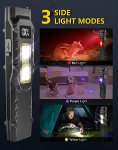 Chất Lượng Cao Nhấp Nháy Màu Đỏ Tím TYPE-C Có Thể Sạc Lại Ánh Sáng Đôi SOS Mini Túi Edc Cắm Trại Đèn Pin Chiến Thuật Đèn Pin - Product Image 2