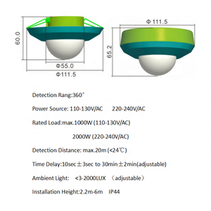 Sensor de movimiento PIR ST47 de alta sensibilidad y Interruptor de Sensor de presencia de 3 detectores - Product Image 3