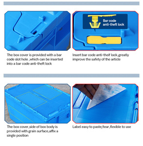 Bolsas de plástico estables para ahorro de espacio, caja de plástico de transporte, almacenamiento de almacenamiento, cajas grandes de plástico con tapa