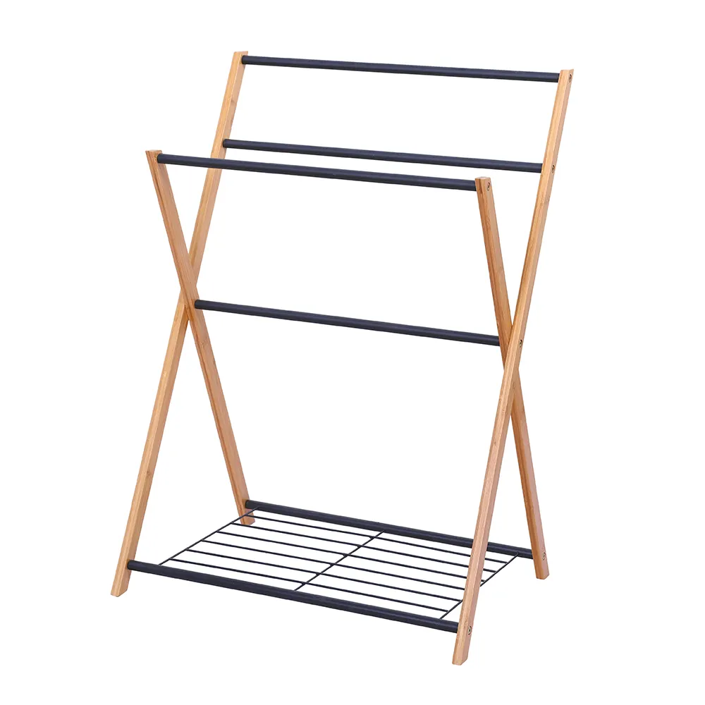 Rack de secagem lateral de piscina, de alta qualidade, design de escada, banheiro de bambu