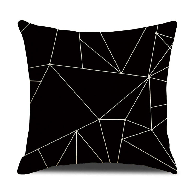 Popular Style Classic Geometric Custom Digital Print Pillowcase Linen Cushion Cover