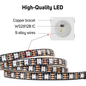 WS2812B Светодиодная лента 5 в SMD5050 144 светодиодов/м гибкая 30 пикселей 2812B WS2812 модифицируемая RGB лента освещения 2812 WS2812B Светодиодная лента - Product Image 5