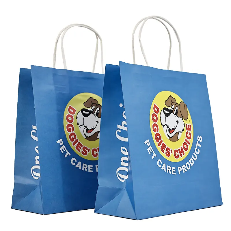 Sac en papier kraft recyclable personnalisé avec impression du logo et poignée Emballage de fast-food à emporter pour cadeaux