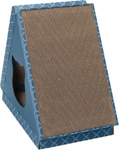 Refugio corrugado para escalada de gatos, tienda de campaña para tigres, alfombrilla para rascar con infusión de hierba gatera, gatos de interior, Color Cian, rascador de árbol para gatos de igual tamaño - Product Image 6