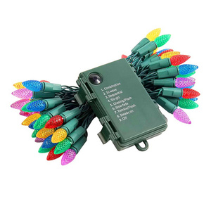 Alimentado por batería con 8 modos de iluminación Luces funcionales Navidad RGB bombilla cadena luces Navidad fresa cadena C6 - Product Image 5