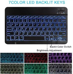 Teclado inalámbrico con retroiluminación LED de 7 colores ultrafino para iPad de 7 a 10 pulgadas, teclado para tableta, combos de ratón, teclados y teclados - Product Image 4