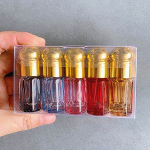 Empty Colored Mini 3ml Octagon <strong>Attar</strong> Glass <strong>Perfume</strong>/ Essential Oil Roller Ball Bottles - Product Image 1