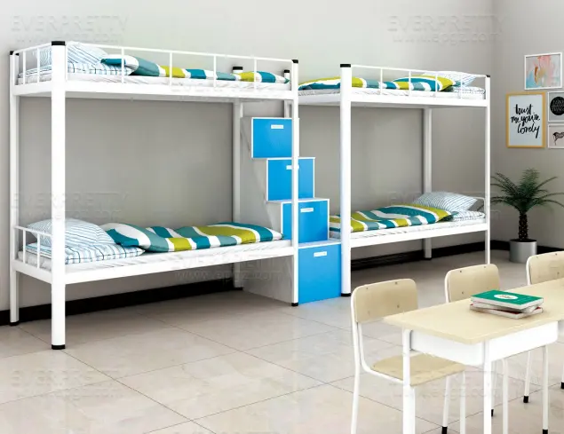 Letto a castello moderno in metallo per studenti con mobili da dormitorio con scrivania