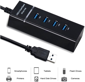 超高速多4端口USB 3.0集线器，带发光二极管灯5gbps C型3.1 2.0分离器扩展适配器，适用于电脑 - Product Image 3