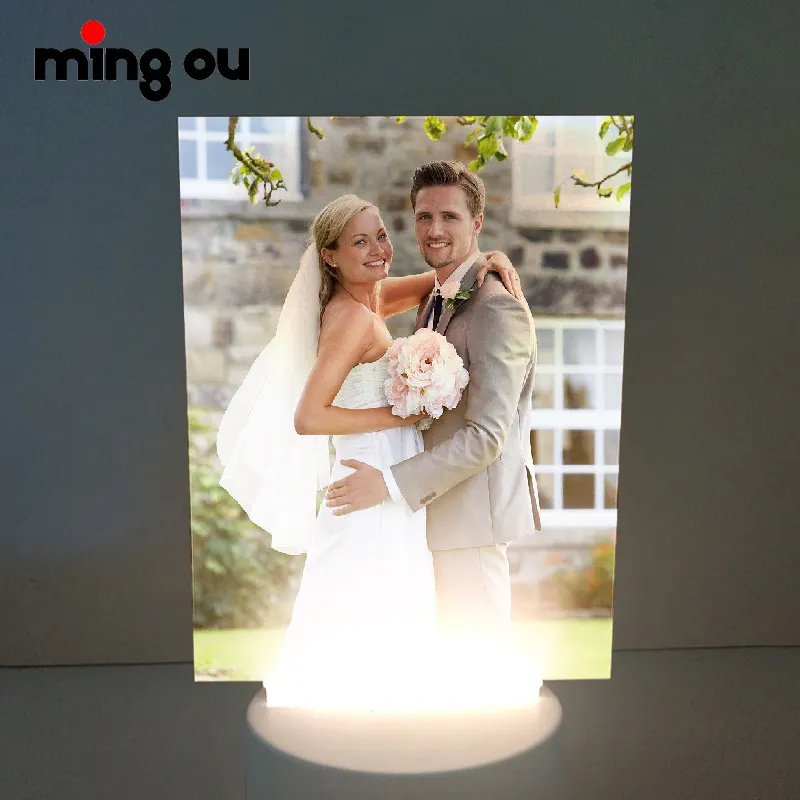 Benutzer definierte Acryl Bilderrahmen Sublimation LED-Licht Farbwechsel Photo Panel Sublimation Blank Acryl Foto rahmen mit Lampe