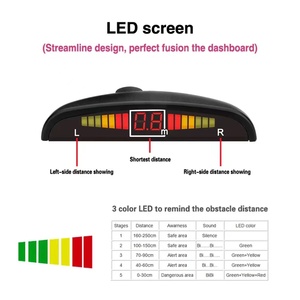 Sensor de aparcamiento para coche, sistema de Radar de marcha atrás trasero con 4 sensores, alarma LED de marcha atrás inalámbrica, recordatorio de alarma