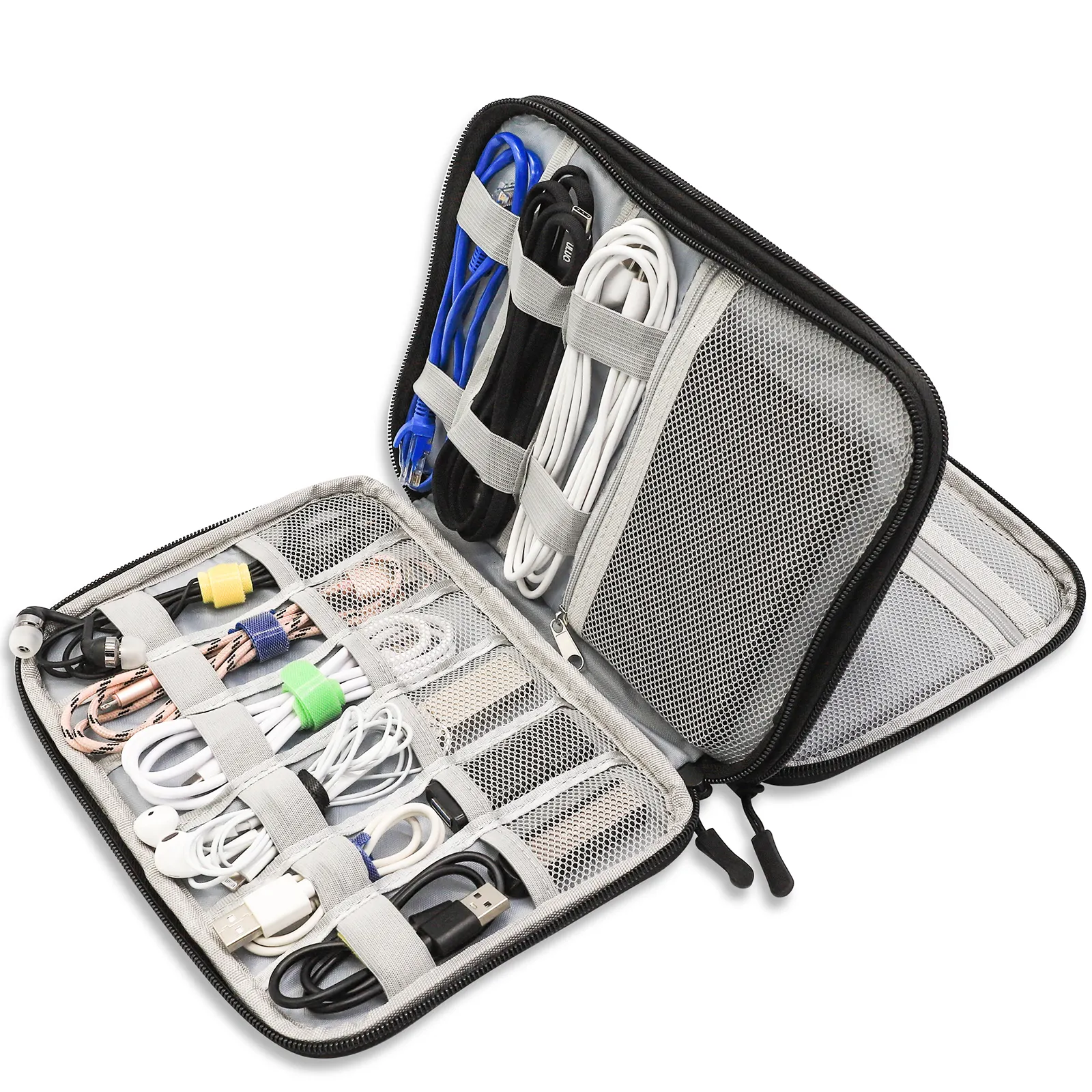 Toptan taşınabilir su geçirmez çift katmanlar All-in-One saklama çantası elektronik aksesuarlar taşıma çantası seyahat kablo düzenleyici çanta