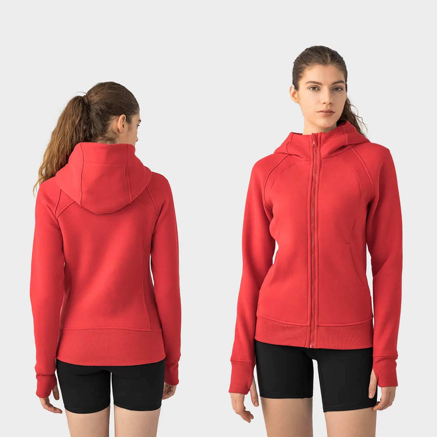 Logotipo personalizado moda senhoras mulheres velo hoodies esporte running hood jaqueta zipper hoodie jaqueta para as mulheres