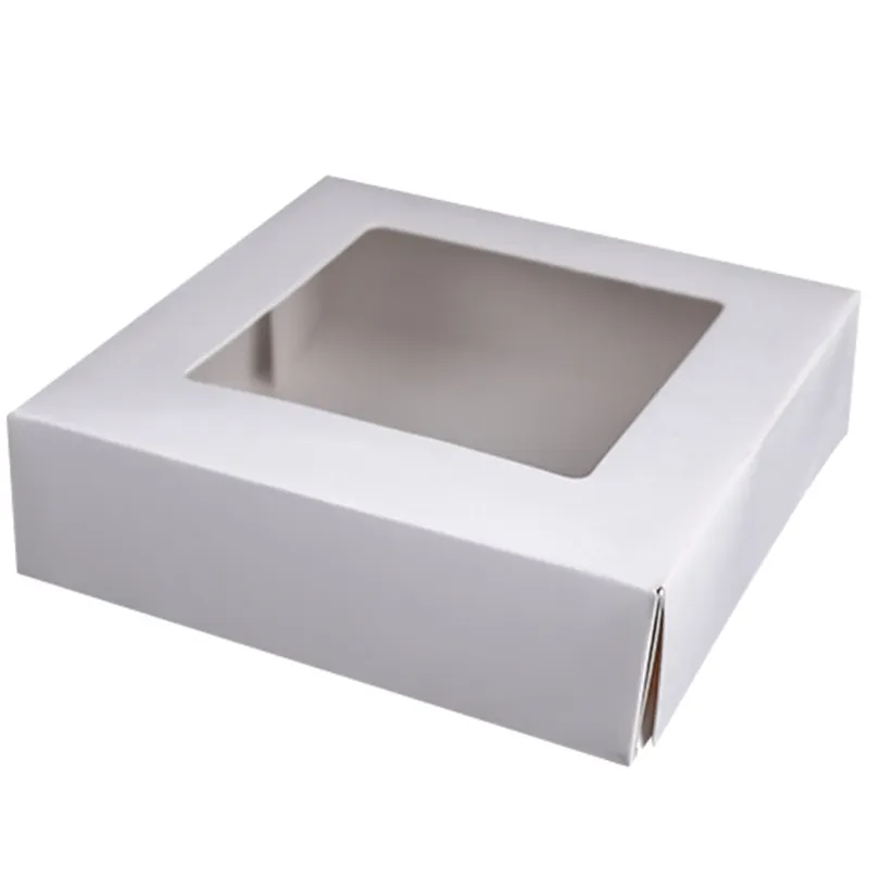 Cajas de panadería blancas personalizables, embalaje ecológico, con tapa, venta al por mayor