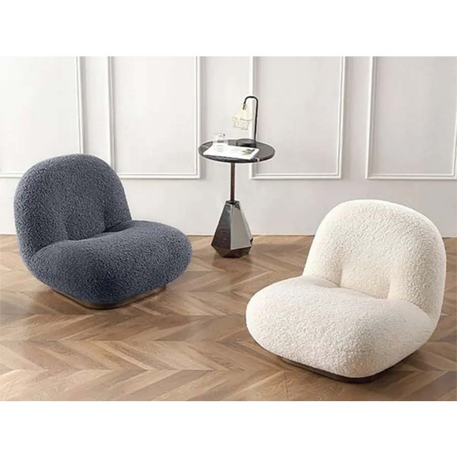 Sofá de lana de cordero blanco escandinavo, base dorada, cómodo sofá individual, sofá Beige, acogedora sala de estar, sofás de un asiento