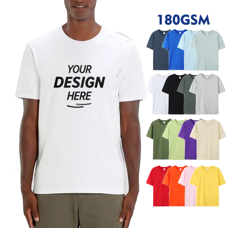 HG7900 अनुकूलित ब्रांड ग्राफिक 100% कपास पुरुषों की ढीला फिट ठोस रंग थोक रिक्त लंबा 180 जीएसएम यूनिसेक्स टी शर्ट