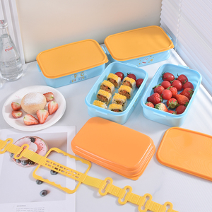 Çin fabrika 2 3 4 katmanlı dikdörtgen plastik kilit ile yemek kabı karikatür gıda saklama kutusu istiflenebilir gıda konteyner - Product Image 3