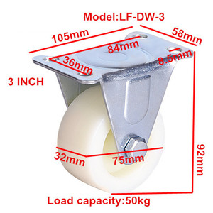 40/50/63/75mm PP/Nylon weißen festen fett rad rollen licht duty , richmond rollen rollen - Product Image 5
