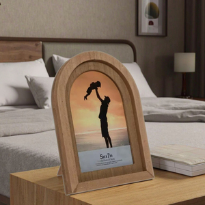 Doğal ahşap kemerli resim çerçevesi 5X7 inç UV baskılı klasik tarzı ev dekorasyon veya ekran için - Product Image 6