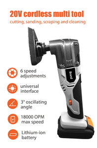 Electric <strong>Oscillating</strong> <strong>Tool</strong> 20V Lithium Battery Cordless <strong>Multi</strong>-<strong>tool</strong> Only Universal Battery Cordless <strong>Multi</strong> <strong>Function</strong> <strong>Tool</strong> - Product Image 3