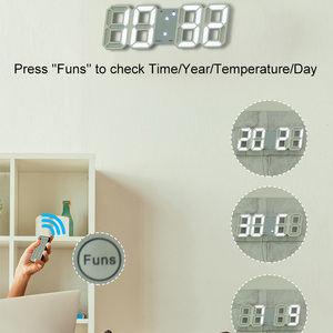 EMAF Modern Home Decorate Remote Control 3D LED Table Wall Clock Time Day Temperature Alarm Clock with 99'99'' <strong>Timer</strong> Function - Product Image 3