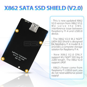 GeeekPi Raspberry Pi X862 M.2 NGFF 2280 SATA SSD scheda di espansione con ponticello 3.1 USB per Raspberry Pi 4B (modello B) - Product Image 3