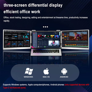 Portable 14-Inch Dual <strong>System</strong> Compatible IPS Wide Angle View <strong>Computer</strong> <strong>Monitor</strong> Triple Fold Notebook Expansion Screen - Product Image 3