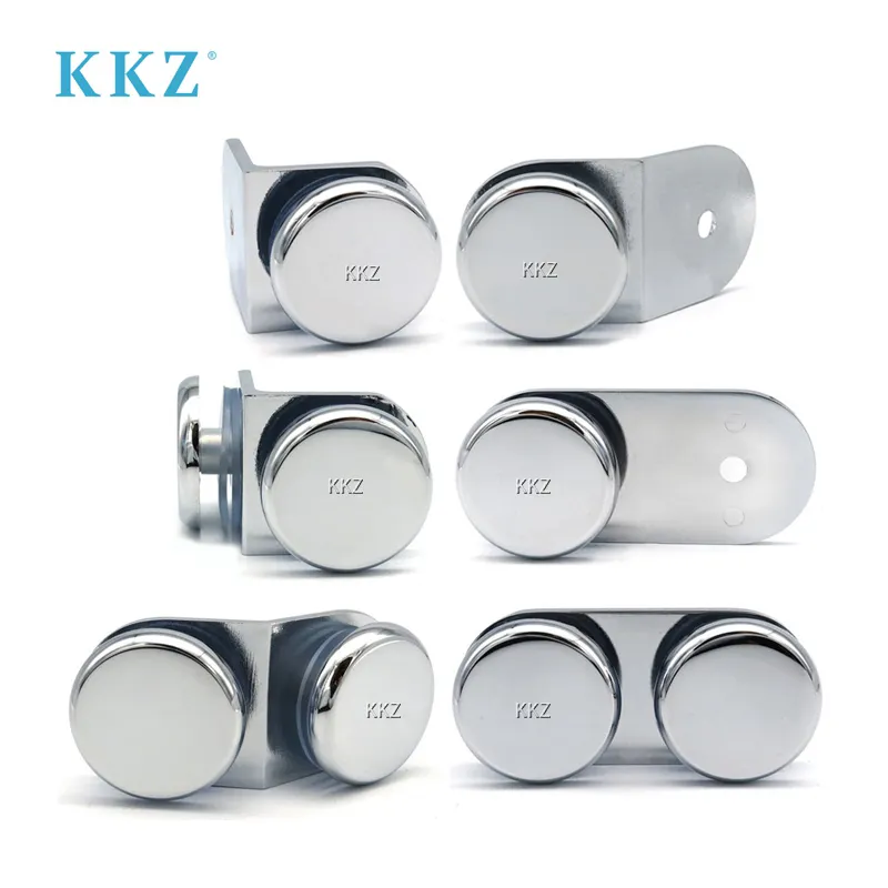 KKZ 180 135 Pince de fixation simple double circulaire à 90 degrés pour porte de douche en verre en alliage de zinc