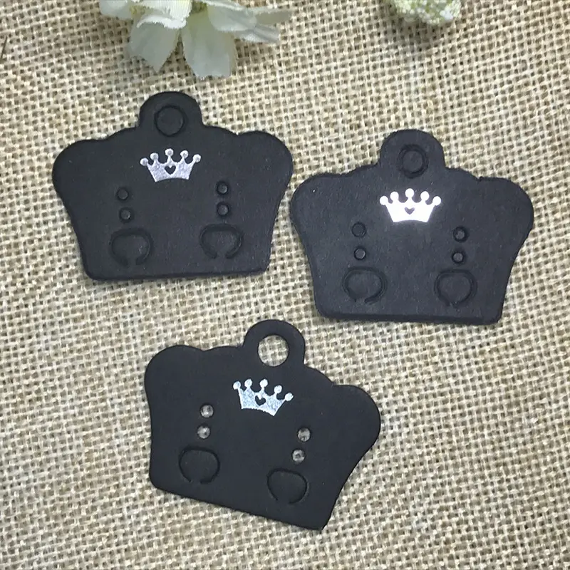 Wholesale cheap fashion crown design black paper body jewelry set ear stud earring hanging card holder earring display cards