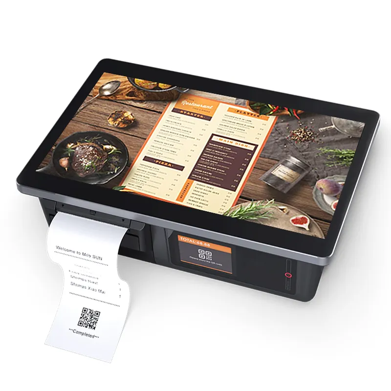 alles-in-einem-pc touch-pos-integrierte drucker-kassenschublade mit drucker kleidung laden kasse mit software tablet-pos