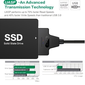 SATA至USB 3.0 + Type-C 2合1电缆，用于2.5英寸硬盘USB C至SATA数据转换器笔记本硬盘固态硬盘适配器SATA电缆 - Product Image 4