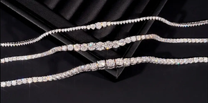 ヒップホップ925スターリングシルバーキューバチェーンVVS Moissaniteダイヤモンドテニスチェーンネックレスブレスレット - Product Image 3