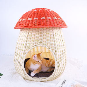 XH PP Rattan Resin Wicker Gewebte Pilzform Fabrik benutzer definierte Indoor-Hundehütten Bett Haustier käfig Zwinger haus Kratz baum mit Matratze - Product Image 1