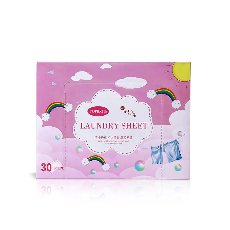 Vente en gros de bandelettes de lessive d'usine Feuille de détergent Tablette pour lessive de bébé Sans allergène Résistant aux taches et doux pour la peau